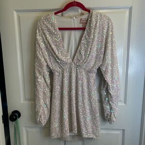 Women's Show Me Your Mumu White Sequin Mini Kidman Dress XS